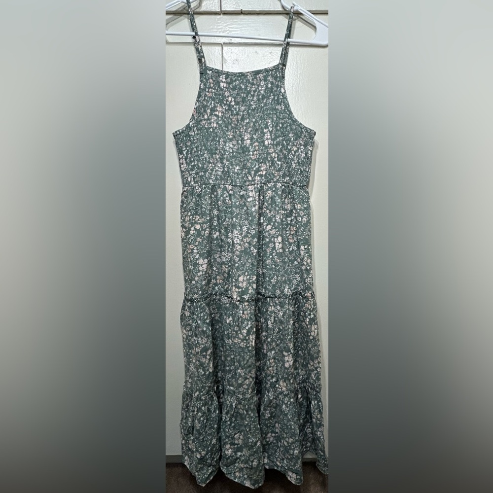 RSQ Green & White Strappy Flower/Floral Long Summer Beach Dress - Women’s Small